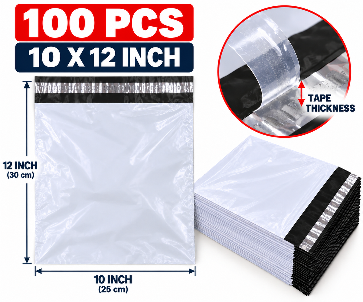 Courier Bag/Envelopes/Pouches/Cover 10*12 (Pack of 100) Temper Proof Plastic Polybags (with Pod)