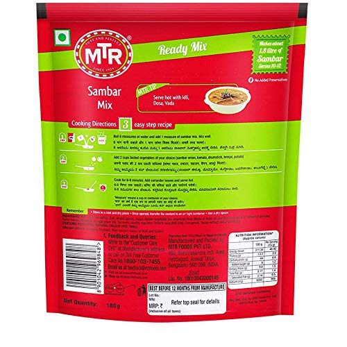 MTR Instant Sambhar Mix: 180 g