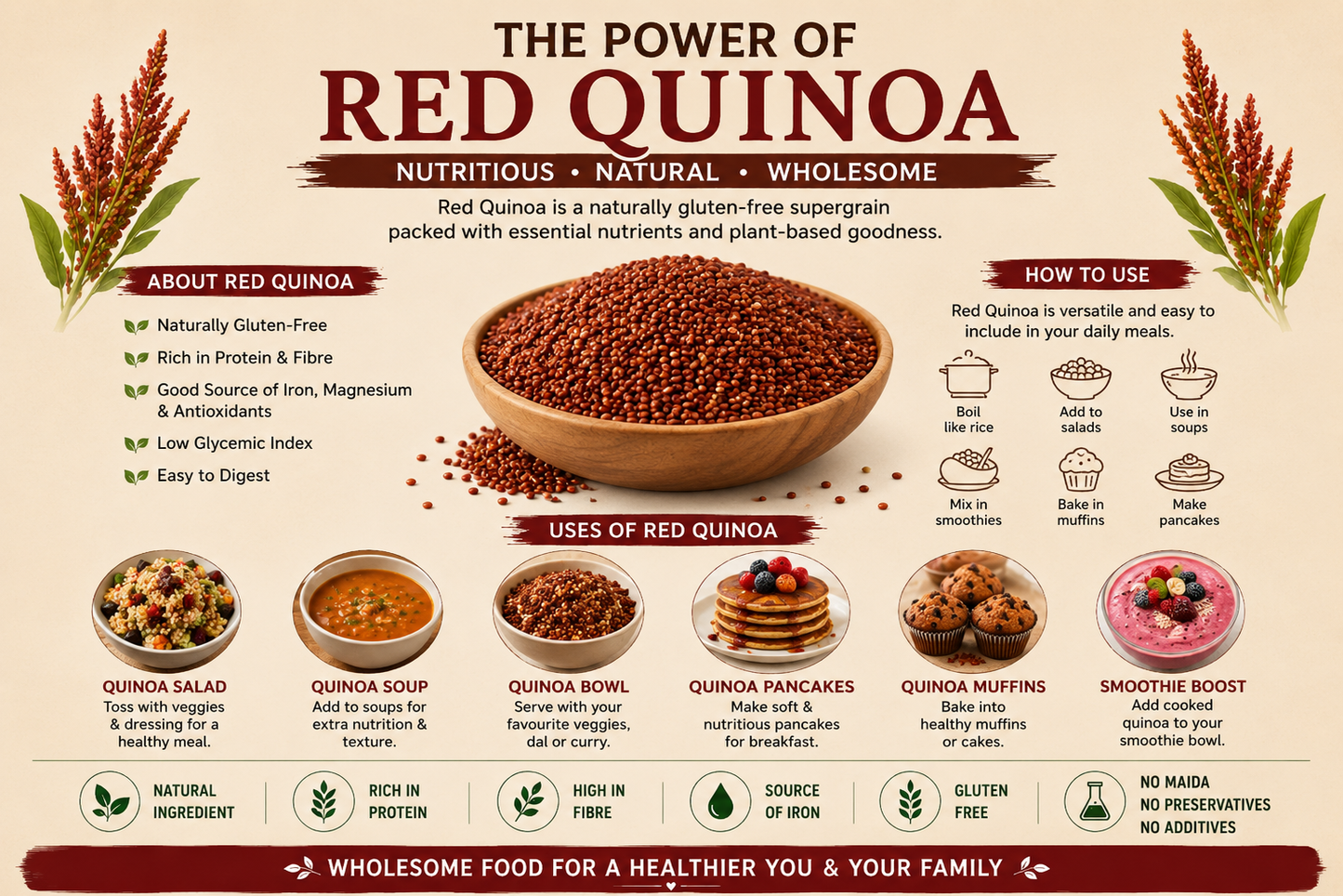 Red Quinoa Flour 450g | Red Quinoa Seed Powder | Finely Ground Quinoa Flour | For Dosa, Roti, Pancakes & Baking