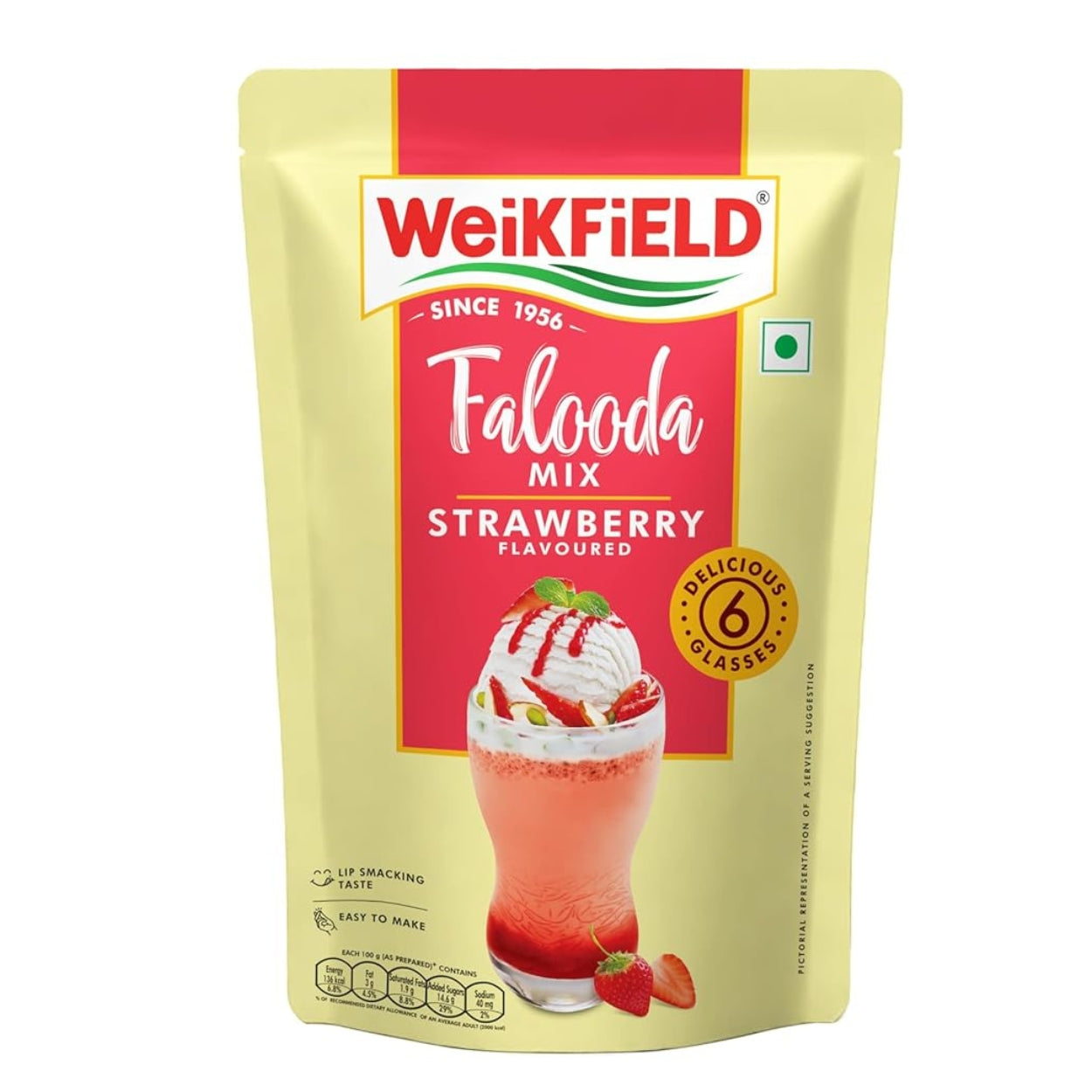 Weikfield Falooda Mix 200 g Pouch | Strawberry Flavoured