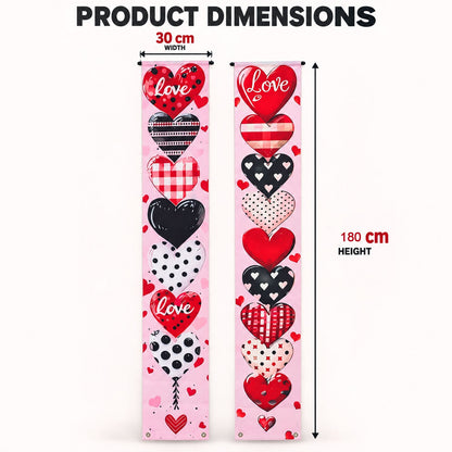 Love Heart Printed Door Hanging Backdrop Curtains Decoration (2 Pc 180x30 Cm)