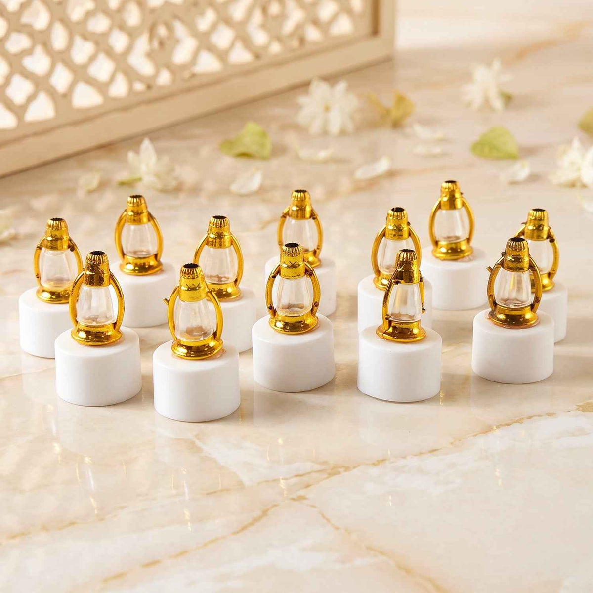 Golden Lantern Led Decorative Candle Lamps For Home And Diwali Decor (12 Pc Set)