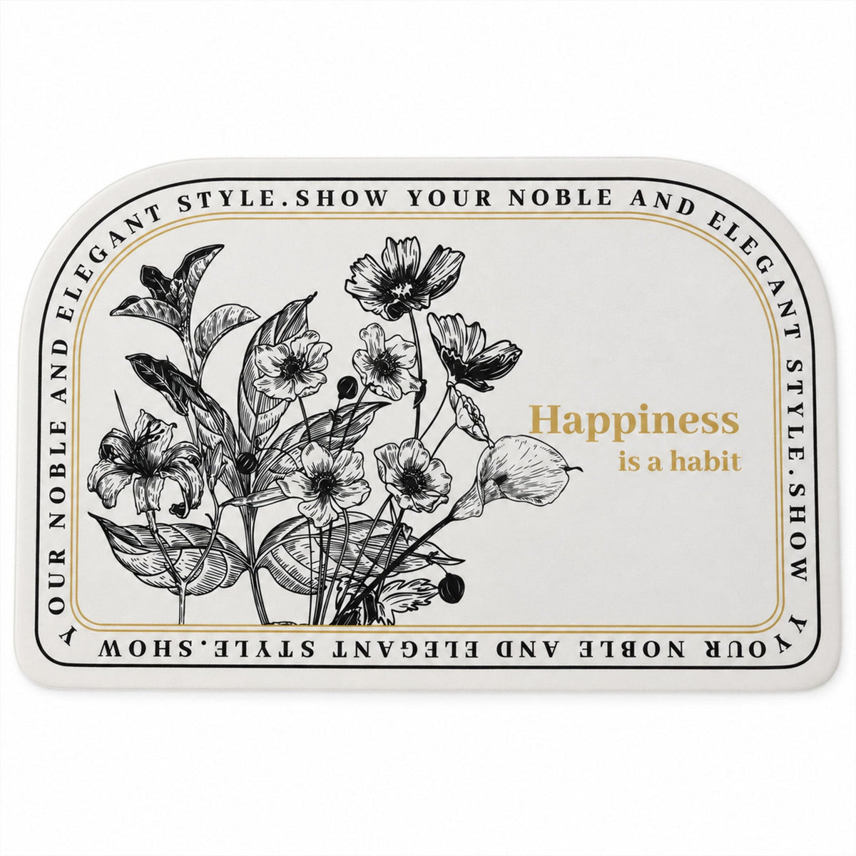 Absorbent Bathroom Mat Half Round Botanical Quote Print Mat (1 Pc 50x80 Cm)
