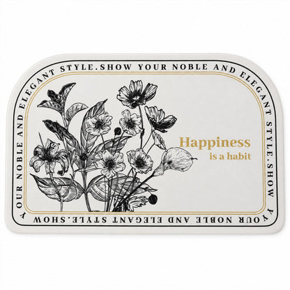 Absorbent Bathroom Mat Half Round Botanical Quote Print Mat (1 Pc 50x80 Cm)