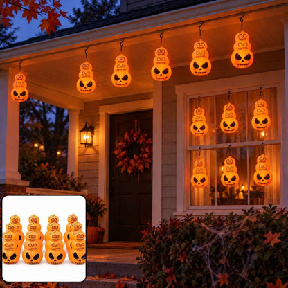 Halloween Three Tier Pumpkin Led Lights For Hanging And Table Decor (12 Pc Set)
