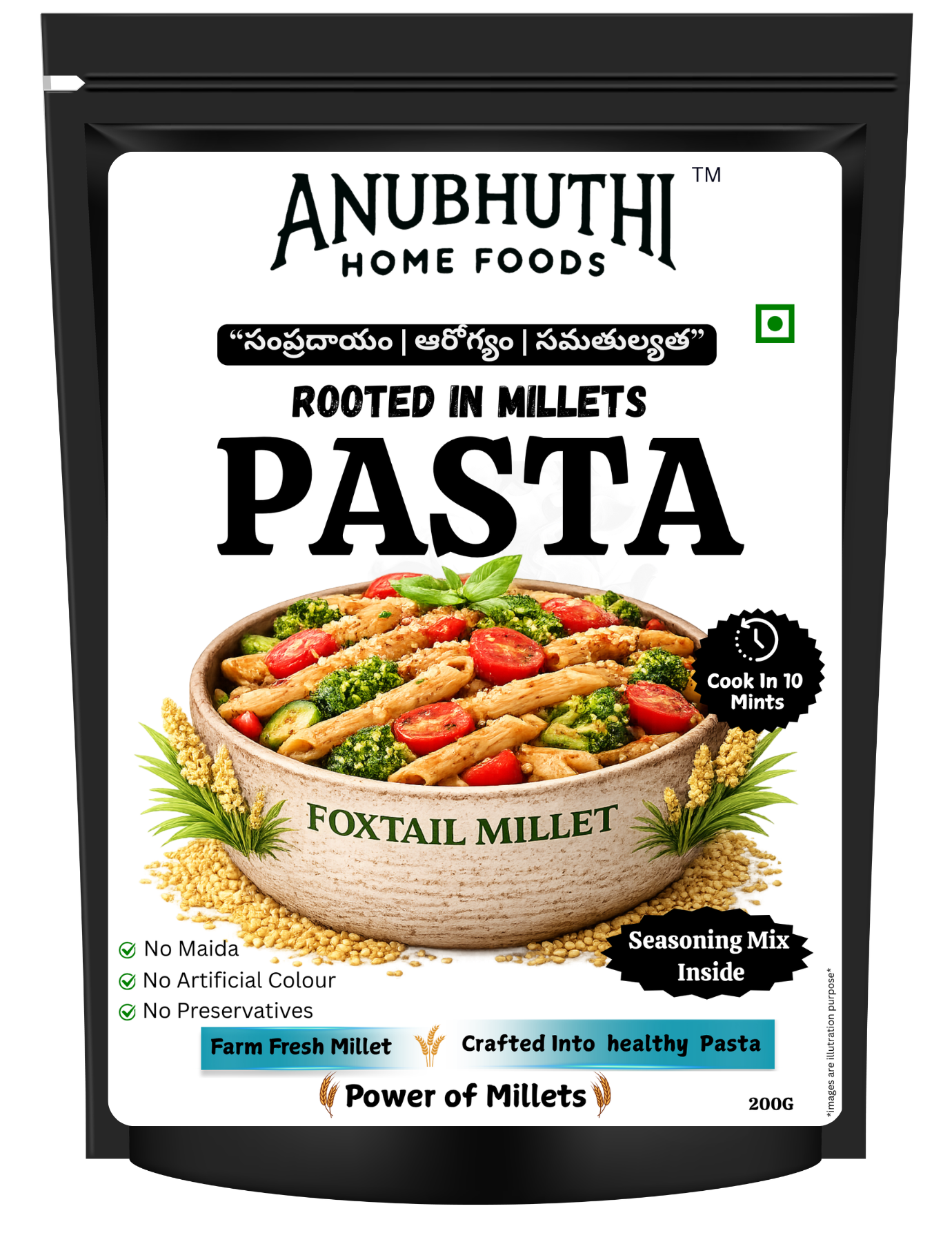Foxtail Millet Pasta 200g - Anubhuthihomefoods