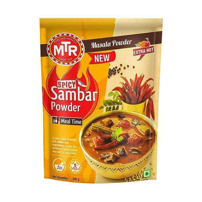 MTR Spicy Sambar Powder  Authentic Sambar with a spicy twist | 200g (Pack of 2)