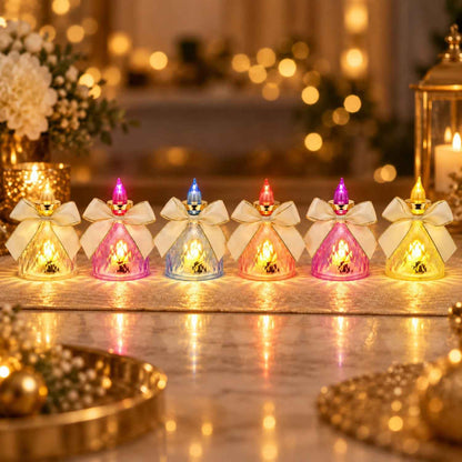 Decorative Flameless Led Candle Lights With Bow For Home Decor (6 Pc Set)