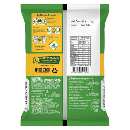 24 Mantra Organic Toor Dal/Tur Dal/Arhar Dal 1Kg  (25 Packs)(25 Kgs)