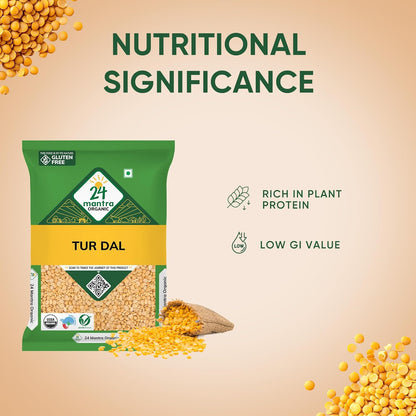 24 Mantra Organic Toor Dal/Tur Dal/Arhar Dal 1Kg  (25 Packs)(25 Kgs)