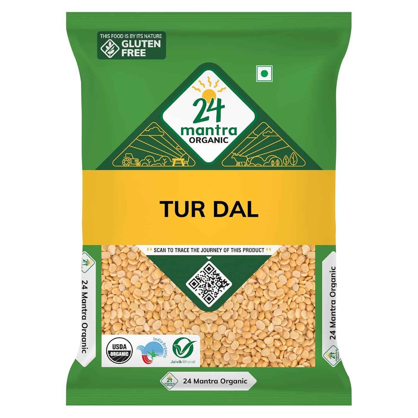 24 Mantra Organic Toor Dal/Tur Dal/Arhar Dal 1Kg  (25 Packs)(25 Kgs)