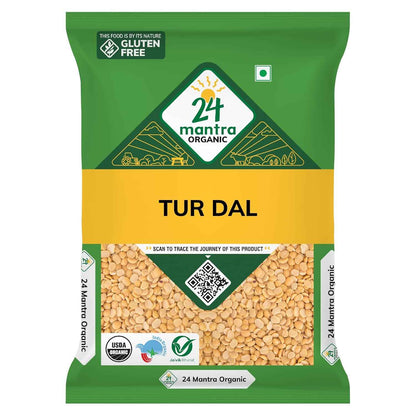 24 Mantra Organic Toor Dal/Tur Dal/Arhar Dal 1Kg  (25 Packs)(25 Kgs)