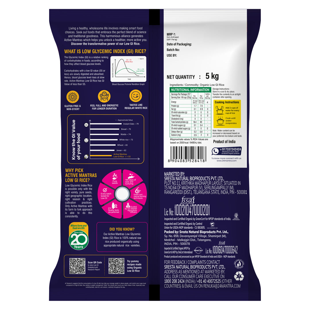 24 Mantra Organic Low GI Rice 5kg