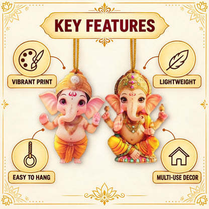 Ganpati Hanging Decoration With Braided Cord For Home And Festive Decor (1 Pc)