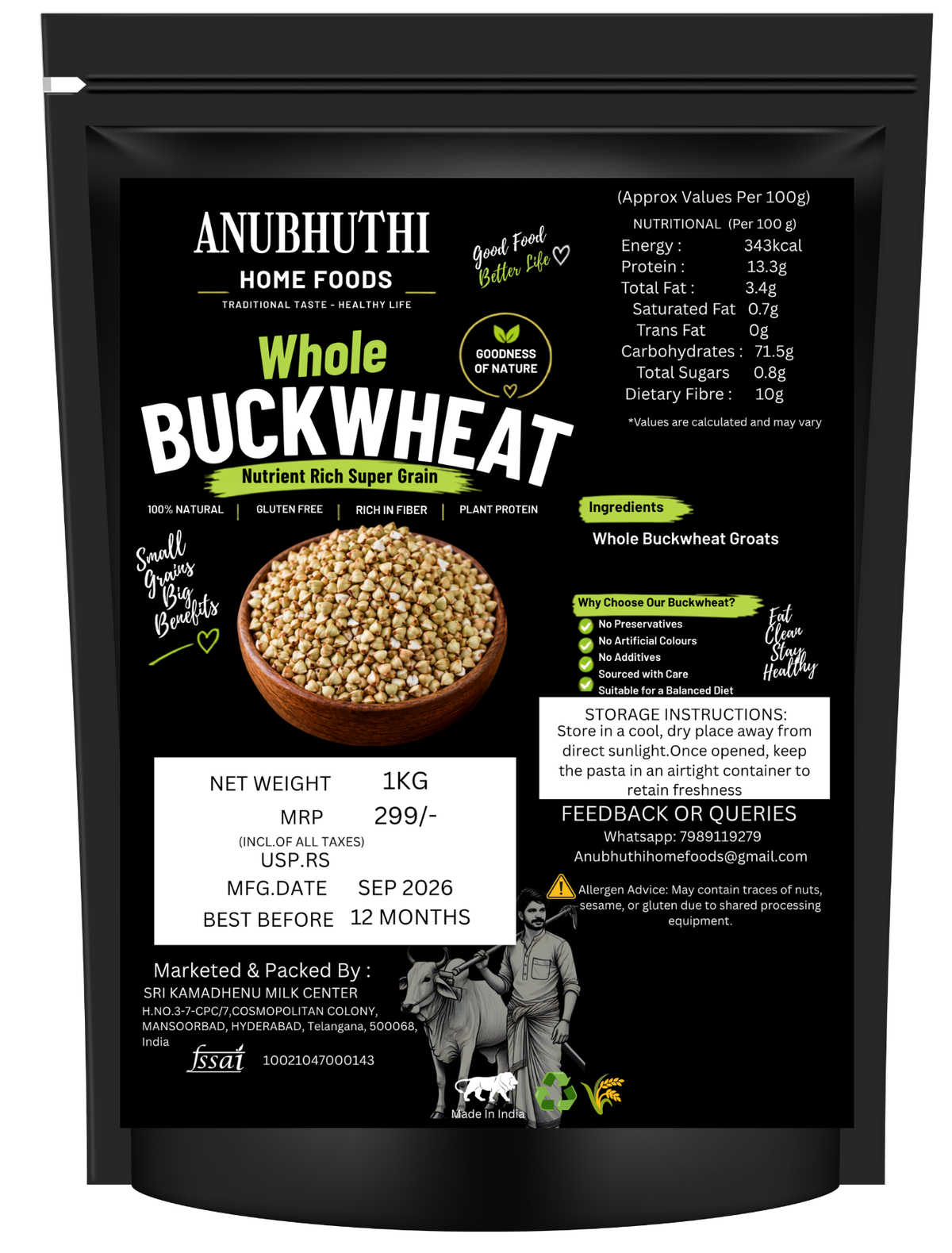 Buckwheat Whole – Wholesome Ancient Grain for Everyday Nutrition 1KG