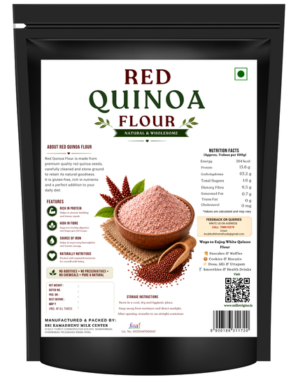 Red Quinoa Flour 450g | Red Quinoa Seed Powder | Finely Ground Quinoa Flour | For Dosa, Roti, Pancakes & Baking