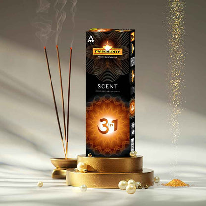 Mangaldeep Scent 3 in 1 - with 3 Perfume Fragrances - Charcoal Free (213gm)