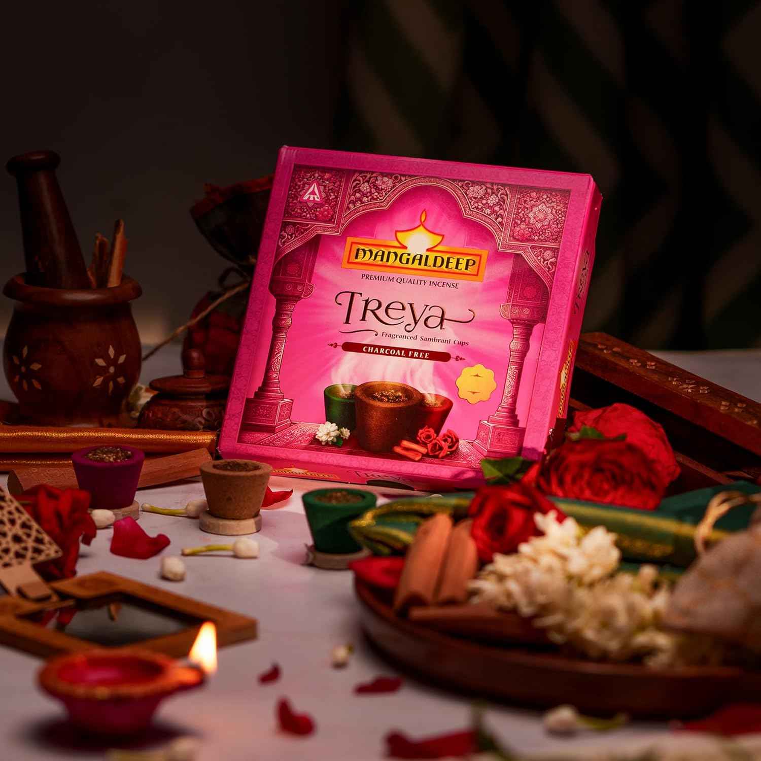 Mangaldeep Treya Power of 3in1 Sambrani Cups - 9 Cups
