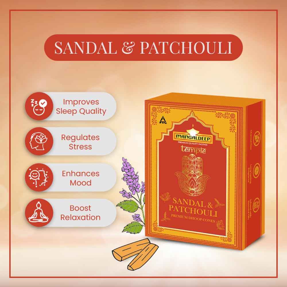 Mangaldeep Temple Premium Bambooless Dhoop Cones Charcoal Free (40 Cones)