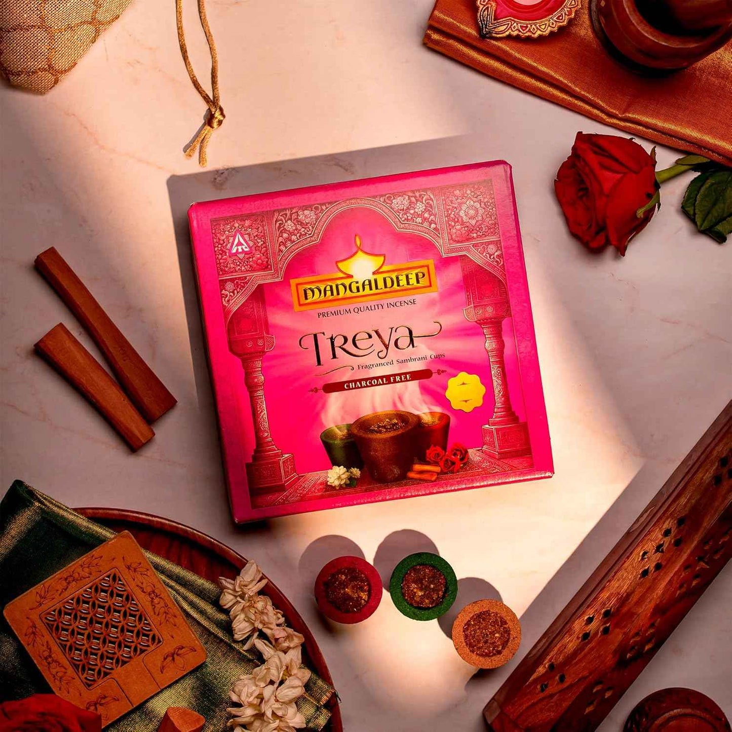 Mangaldeep Treya Power of 3in1 Sambrani Cups - 9 Cups