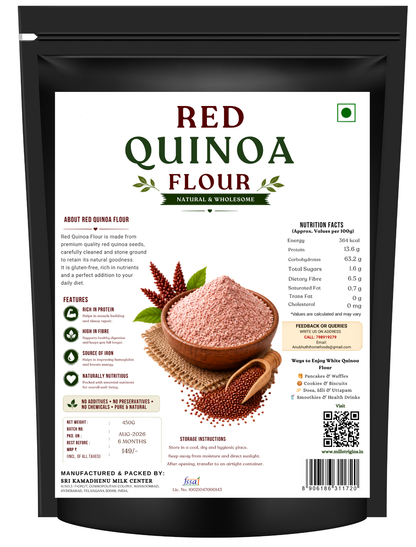 Red Quinoa Flour 450g | Red Quinoa Seed Powder | Finely Ground Quinoa Flour | For Dosa, Roti, Pancakes & Baking