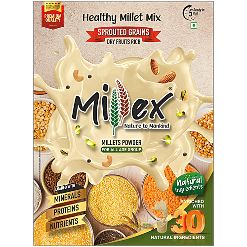 Millex Healthy Millet Mix Powder - Sprouted Grains, Dry Fruits Rich, 500 g