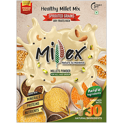 Millex Healthy Millet Mix Powder - Sprouted Grains, Dry Fruits Rich, 500 g