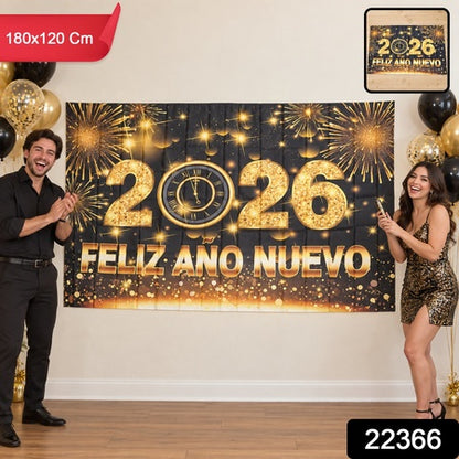 2026 New Year Feliz Ao Nuevo Backdrop Curtain For Party Wall Decor (180x120 Cm)