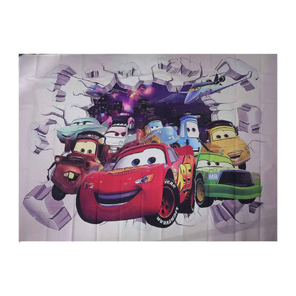Cartoon Racing Car Backdrop Curtain For Kids Room And Party Decor (210x150 Cm)
