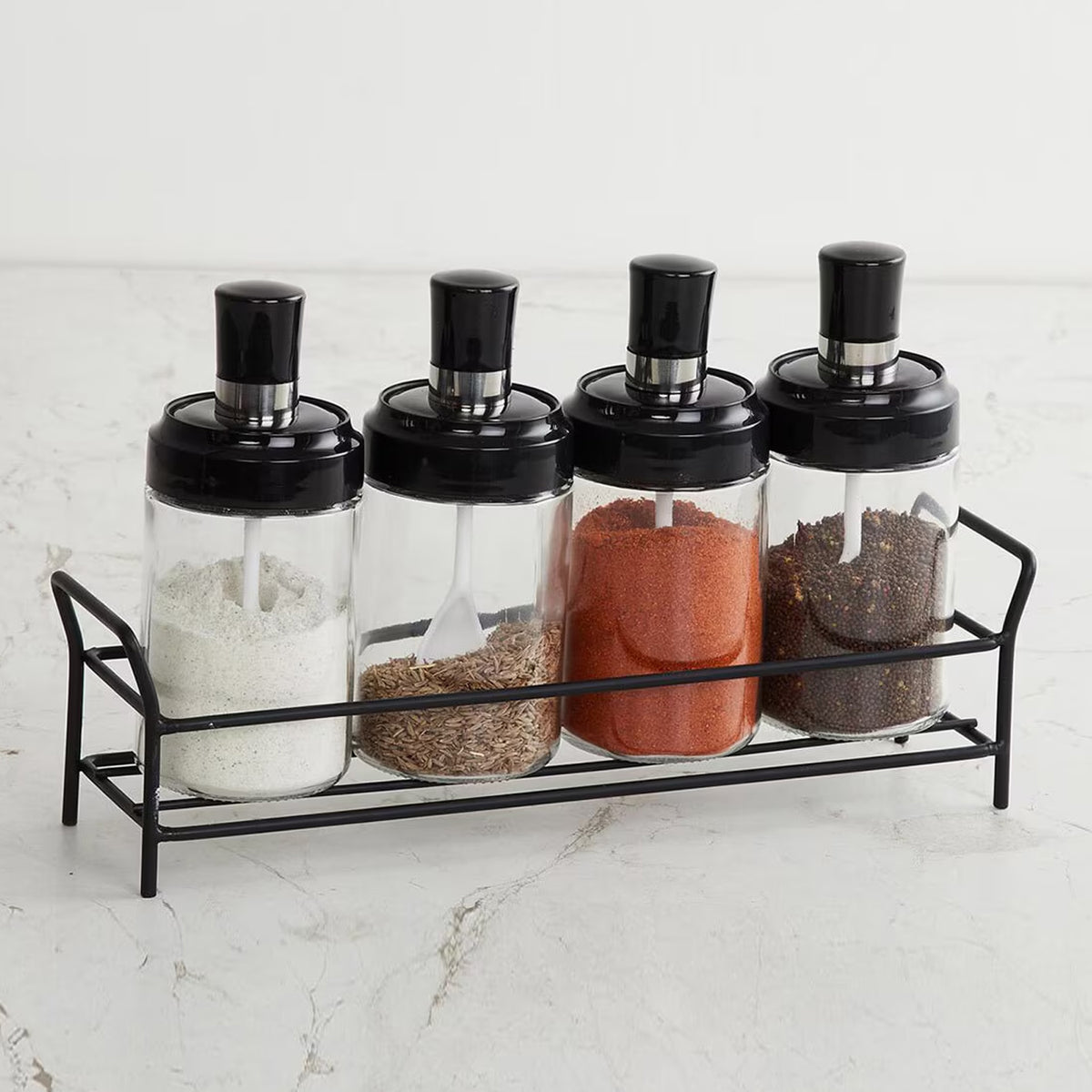 10011 Transparent Glassoil Dispenser 500 Ml Bottle Set Of 2 Spice Jar 250 Ml Set Of 3 Oil Bottle For Kitchen Oil  Vinegar Storage Glass Bottle Glass Container For Spice Masala (5 Pcs Set)