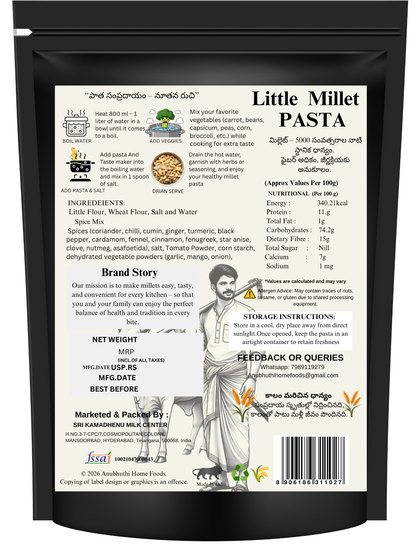 Little  Millet Pasta -No Maida-No Preservatives-No Artificial colours  200g (Pack of 2)