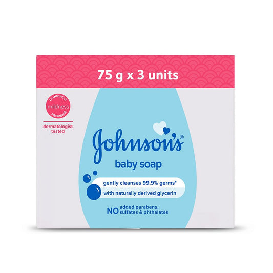 Johnson's Baby Soap Combo 75g x 3 | With Naturally Derived Glycerin | Gently Cleanses 99.9% Germs
