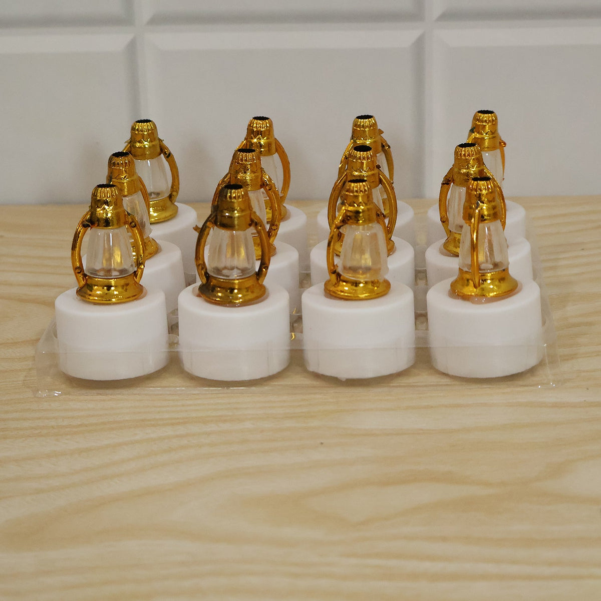 Golden Lantern Led Decorative Candle Lamps For Home And Diwali Decor (12 Pc Set)