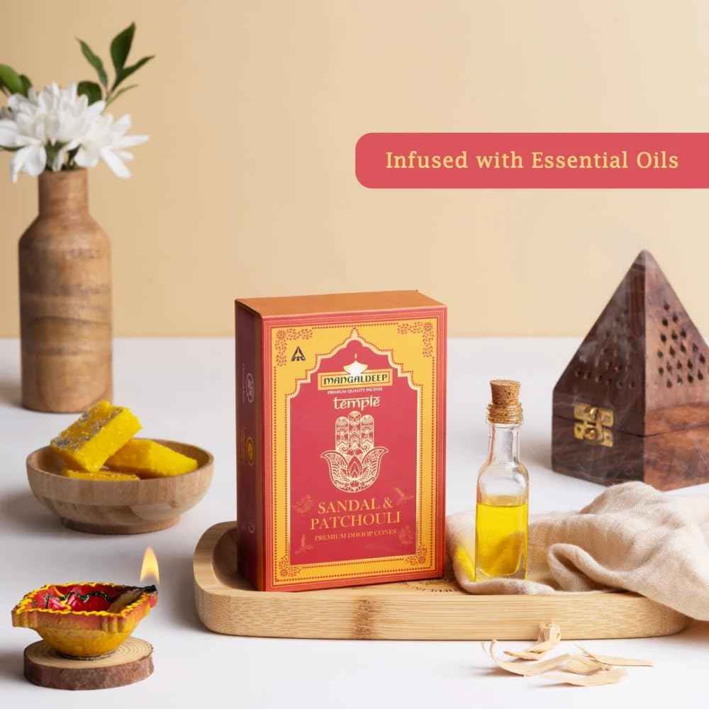 Mangaldeep Temple Premium Bambooless Dhoop Cones Charcoal Free (40 Cones)