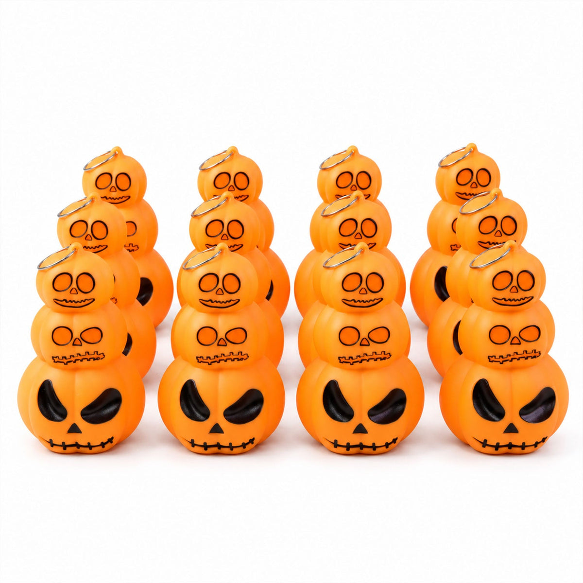 Halloween Three Tier Pumpkin Led Lights For Hanging And Table Decor (12 Pc Set)
