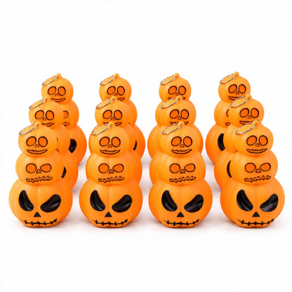 Halloween Three Tier Pumpkin Led Lights For Hanging And Table Decor (12 Pc Set)