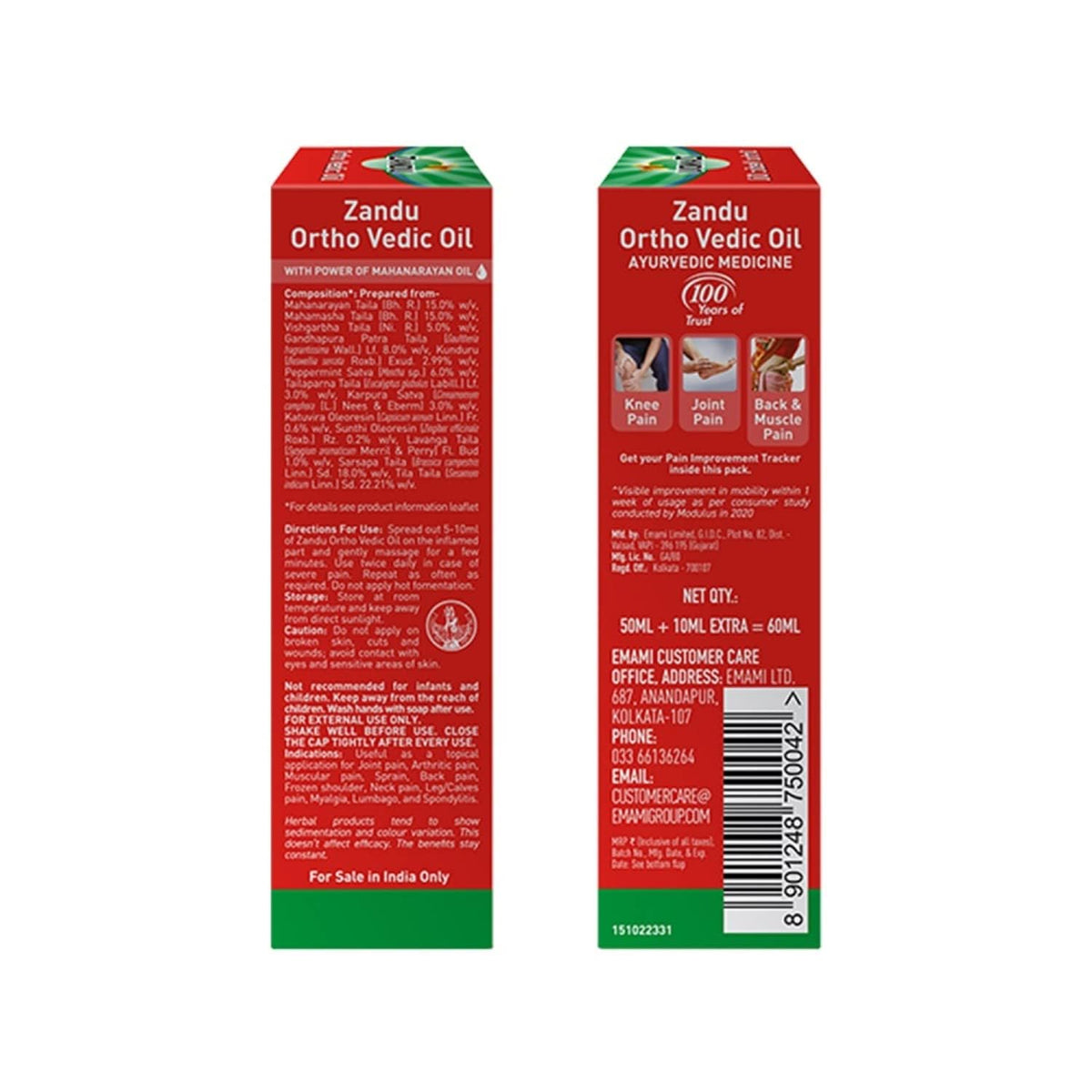Zandu Ortho Vedic Oil  Ayurvedic Oil for Joint Pain, Muscle Pain, Osteoarthritis  Visible improvement in 7 days, 50ml