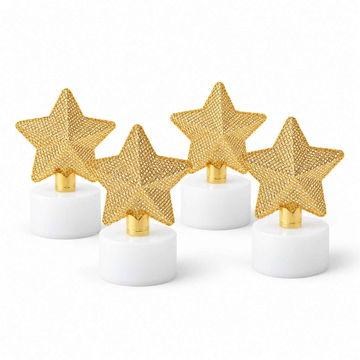 Golden Star Flameless Led Candles For Festive Table And Home Decor (4 Pc Set)