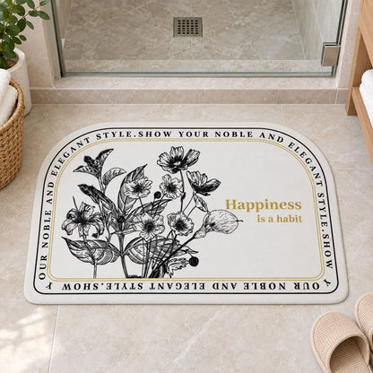Absorbent Bathroom Mat Half Round Botanical Quote Print Mat (1 Pc 50x80 Cm)