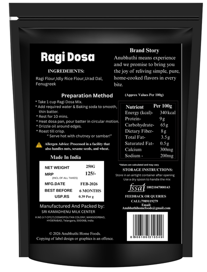 Sprouted Ragi  Millet Dosa Mix 250g