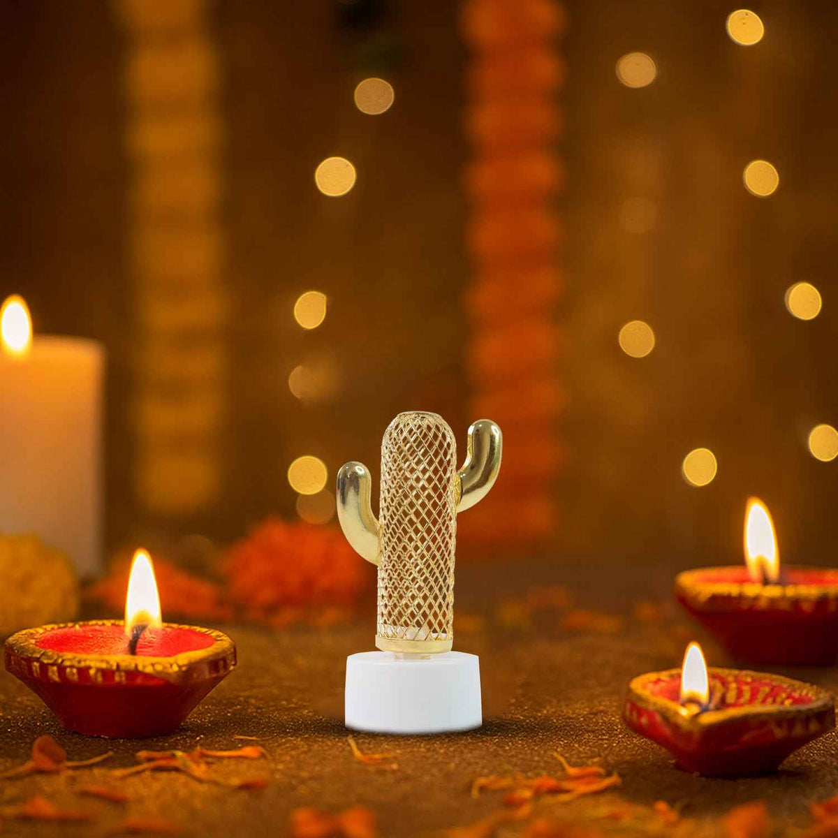 Decorative Cactus Shaped Flameless Led Candles (12 Pc)