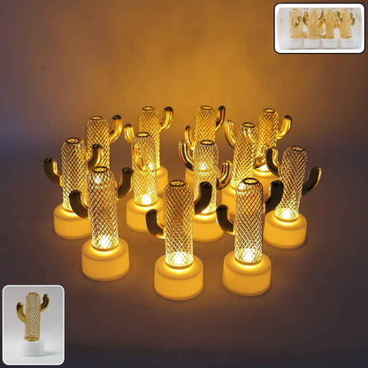 Decorative Cactus Shaped Flameless Led Candles (12 Pc)