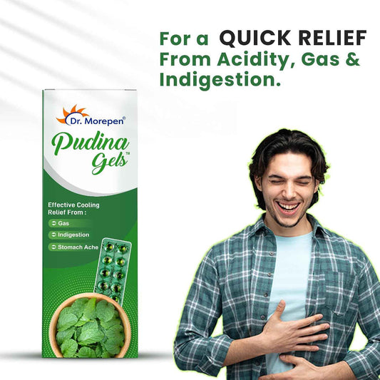DR. MOREPEN Pudina Gels Acidity Relief Medicine For Indigestion And Gas Relief, 10 Digestive Capsules, Pack of 10 (10x10)