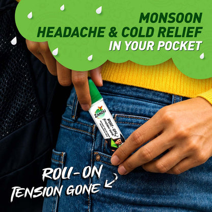 Zandu Roll On-Tension Gone- Ayurvedic Roll-On, 10ml for Headache & Cold Relief