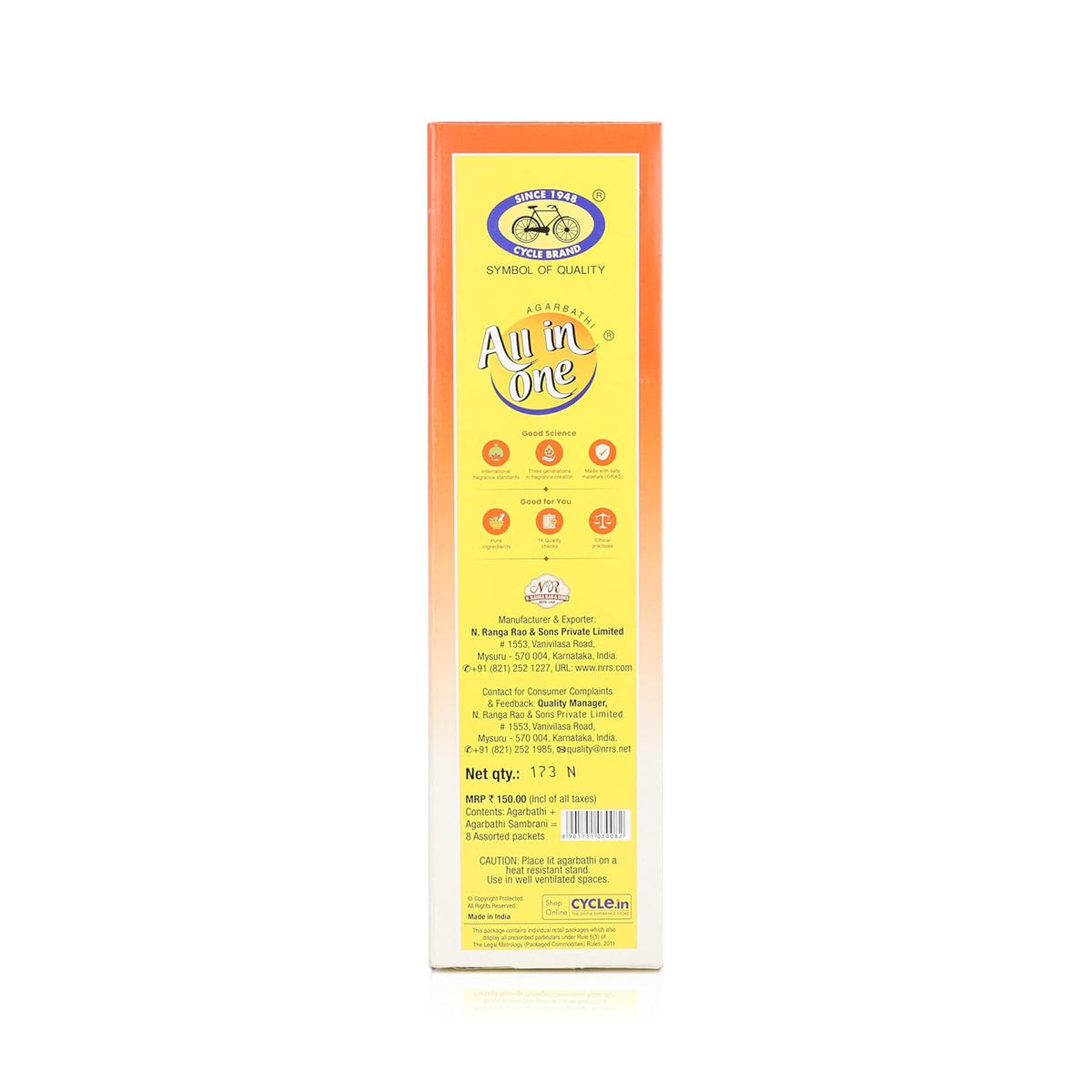 Cycle Pure All in One Assorted Incense Sticks 8 Assorted Agarbathi PacketsFloral, Woody, Masala, Fruity, Natural Fragrance Pack of 1173 N Per Pack