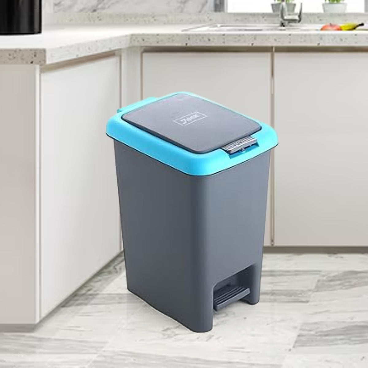 Apex Plastic Push N Pedal Dust Bin  Hands-free Operation Compact Design 6.5 Liters (1 Pc  Mix Color)