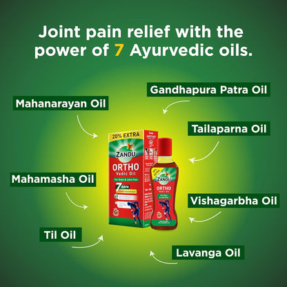 Zandu Ortho Vedic Oil  Ayurvedic Oil for Joint Pain, Muscle Pain, Osteoarthritis  Visible improvement in 7 days, 50ml
