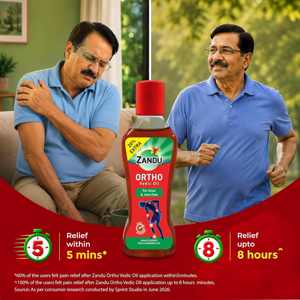 Zandu Ortho Vedic Oil  Ayurvedic Oil for Joint Pain, Muscle Pain, Osteoarthritis  Visible improvement in 7 days, 50ml