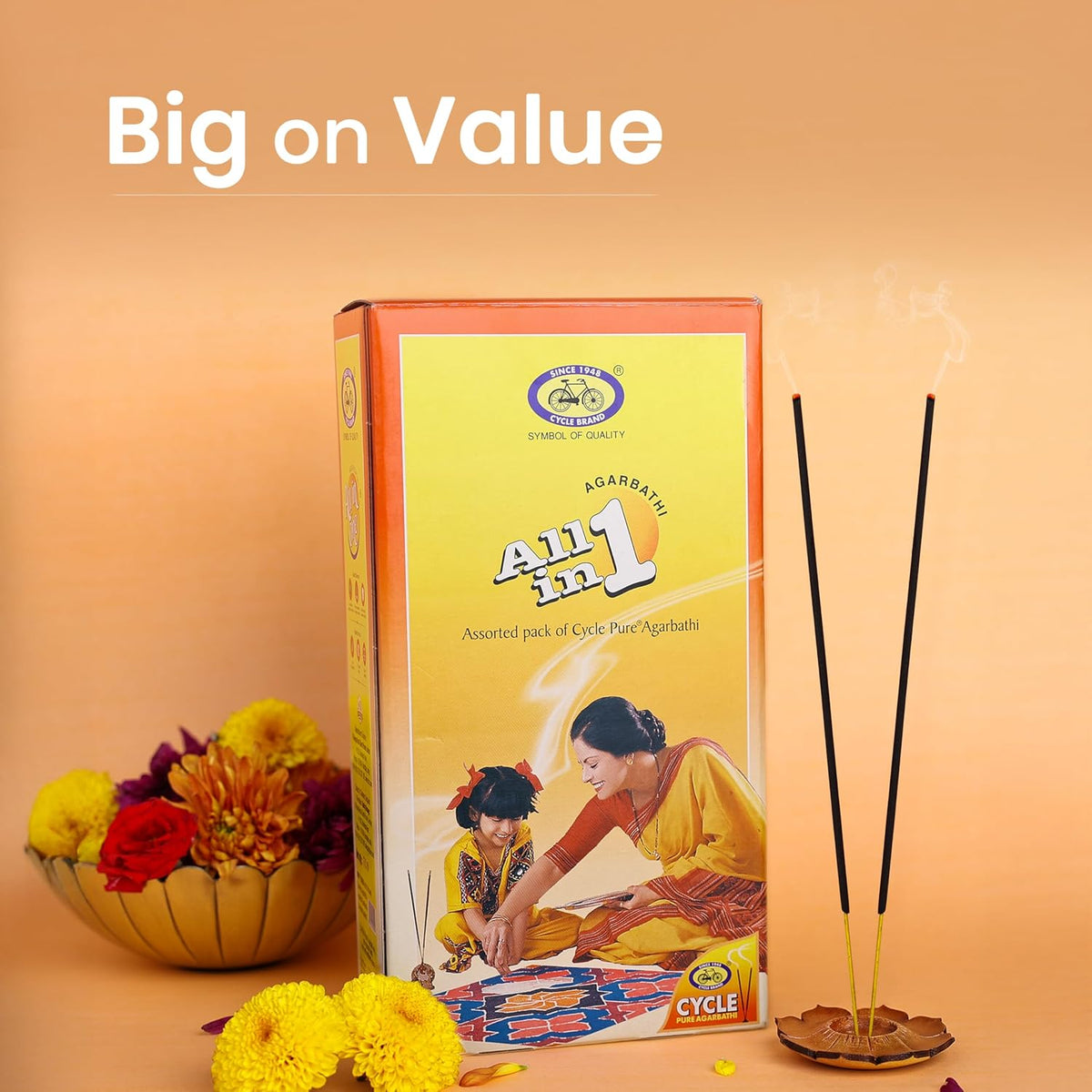 Cycle Pure All in One Assorted Incense Sticks 8 Assorted Agarbathi PacketsFloral, Woody, Masala, Fruity, Natural Fragrance Pack of 1173 N Per Pack