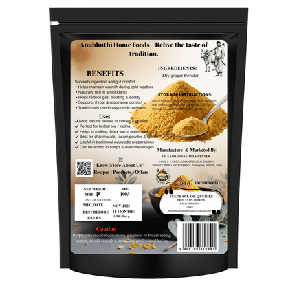 Dry Ginger powder 200g ( No added colours, No preservatives, and  No artificial flavours )
